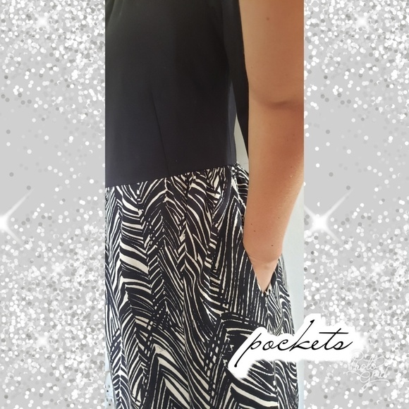 Milly A-line cocktail dress black white palm print - Picture 4 of 8